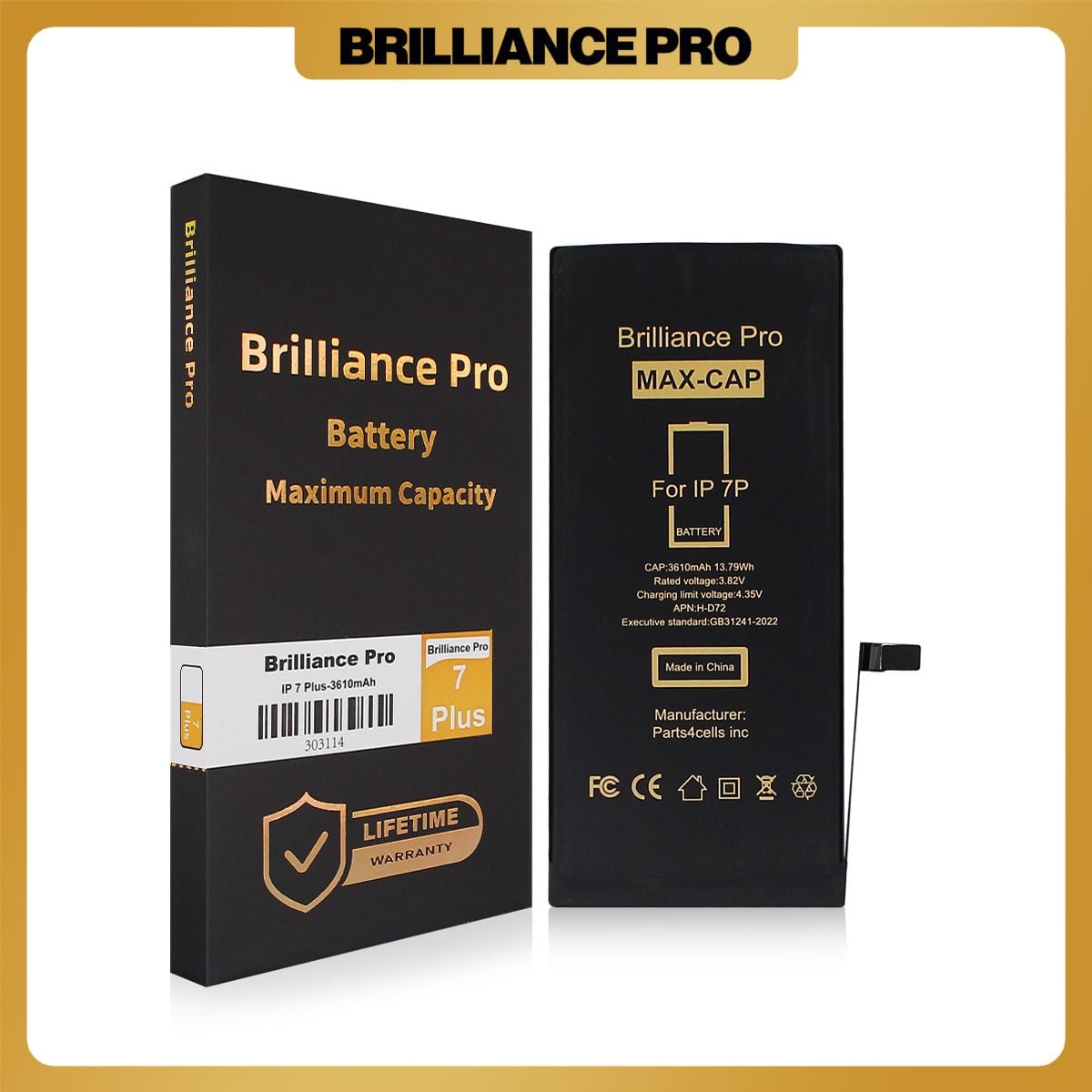 Brilliance Pro iPhone 7 Plus Battery (3610mAh) Maximum Capacity