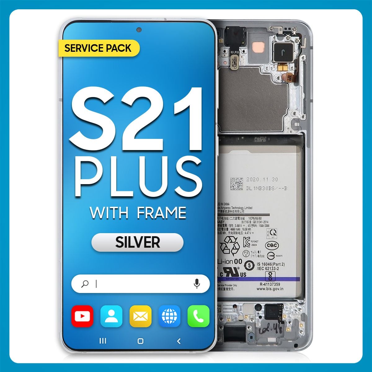 Samsung S21 Plus 5G LCD with Touch + Frame Phantom Silver SERVICE PACK