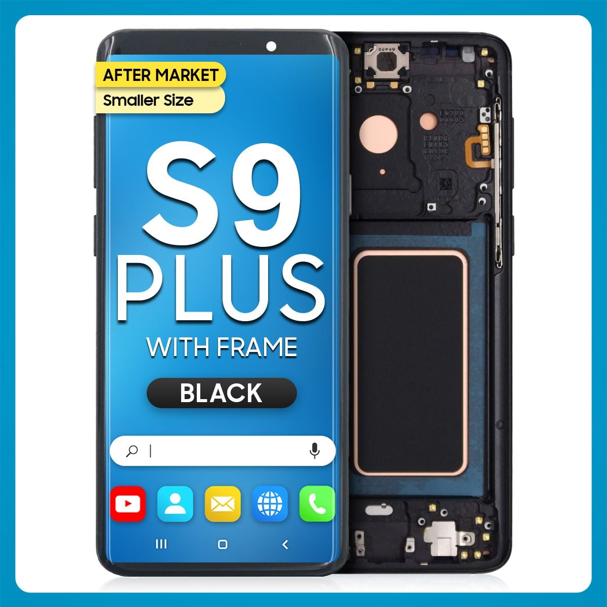 Samsung S9 Plus LCD with Touch + Frame After Market Black (Smaller Size)