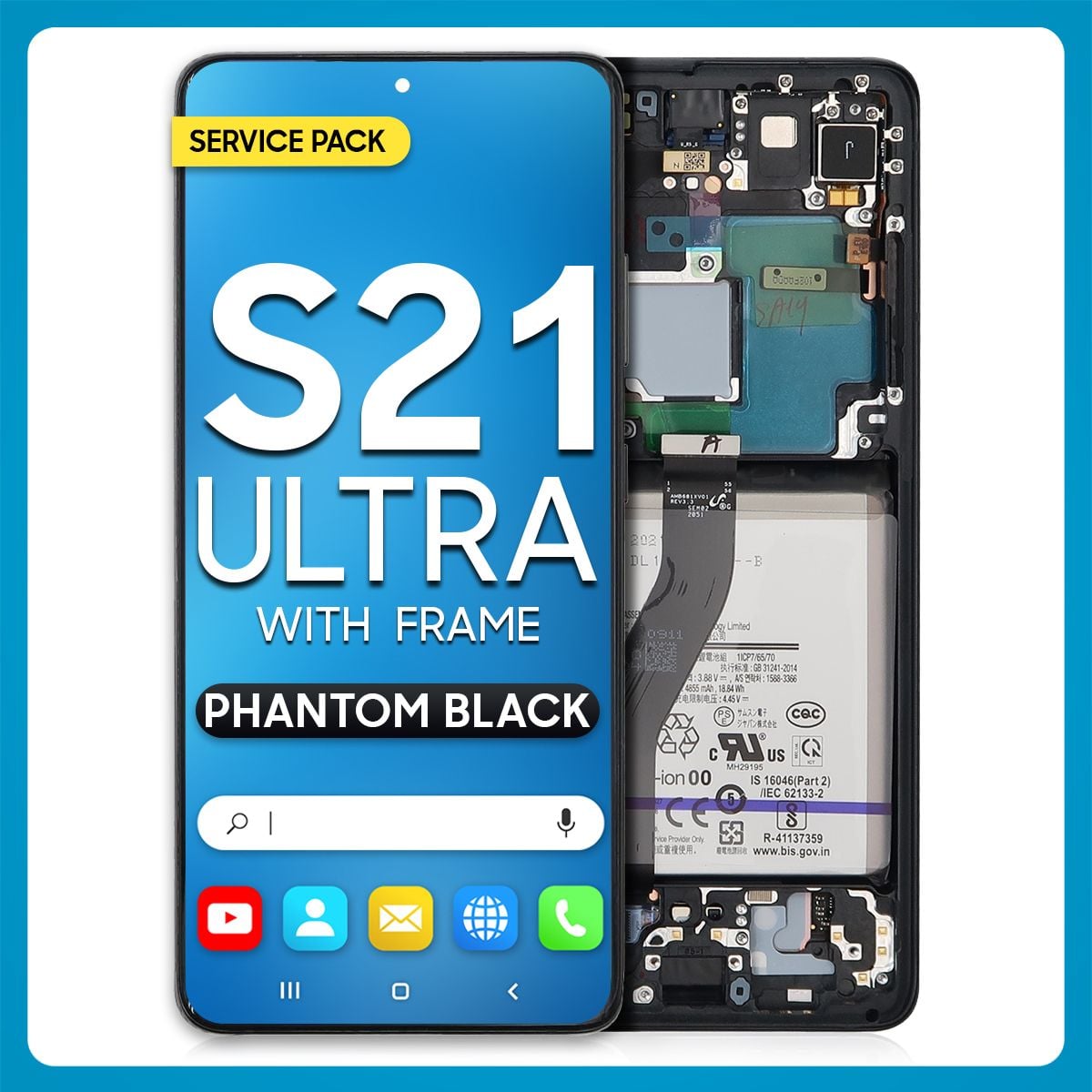 Samsung S21 Ultra 5G LCD with Touch + Frame Phantom Black SERVICE PACK