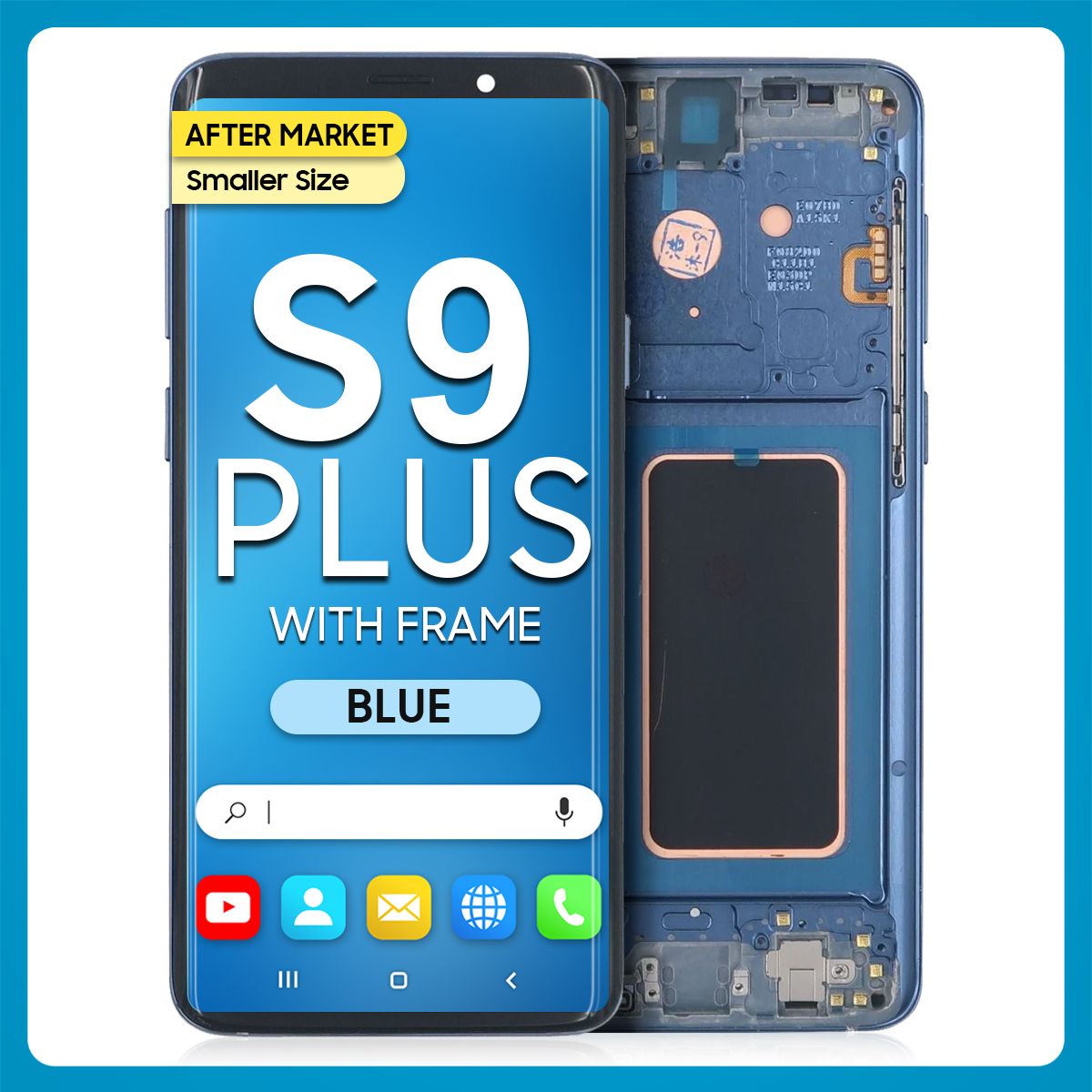 Samsung S9 Plus LCD with Touch + Frame After Market Blue (Smaller Size)