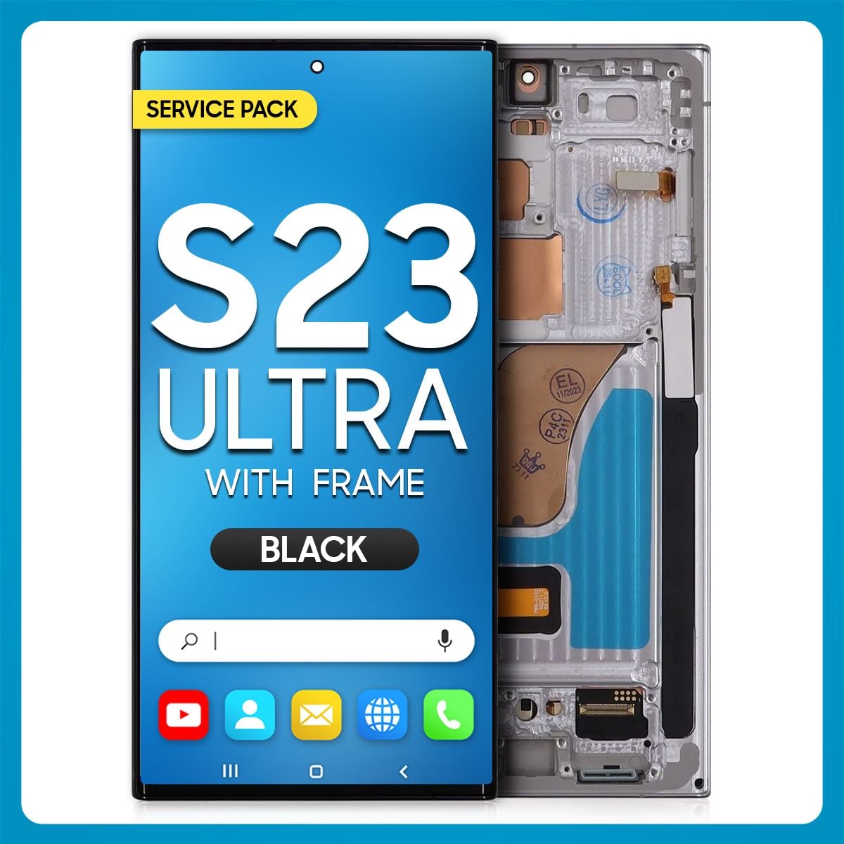 Samsung S23 Ultra 5G LCD with Touch + Frame Phantom Black SERVICE PACK