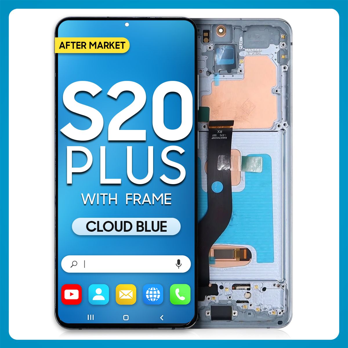 Samsung S20 Plus 5G LCD with Touch + Frame After Market Cloud Blue (Smaller Size)