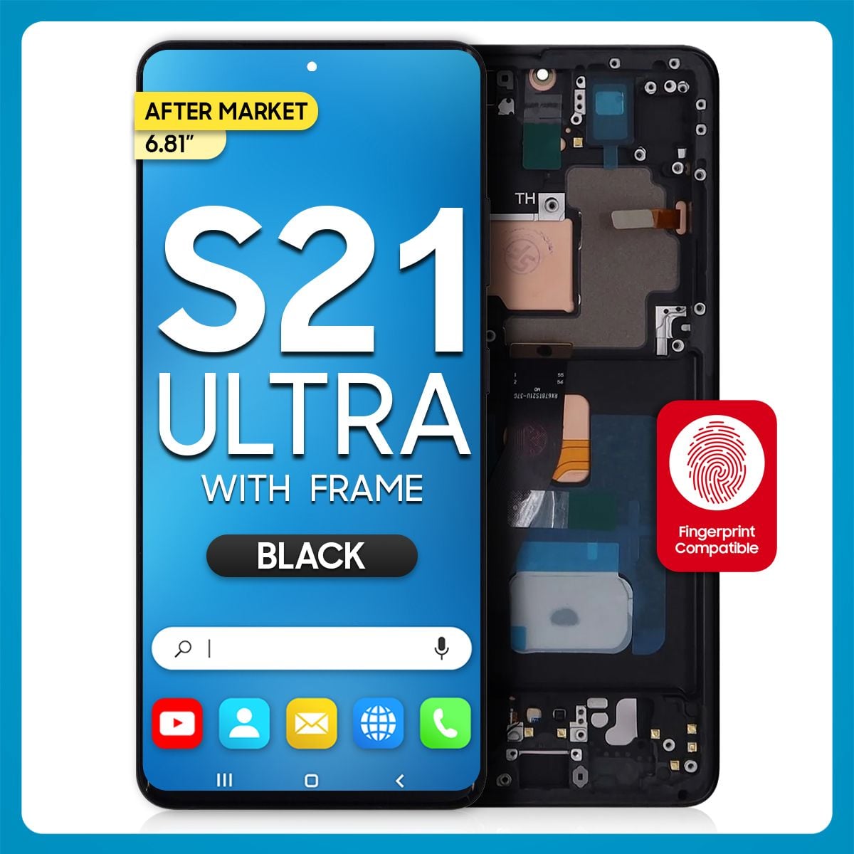 Samsung S21 Ultra 5G LCD with Touch + Frame After Market Phantom Black  (BIG SIZE) 6.81'
