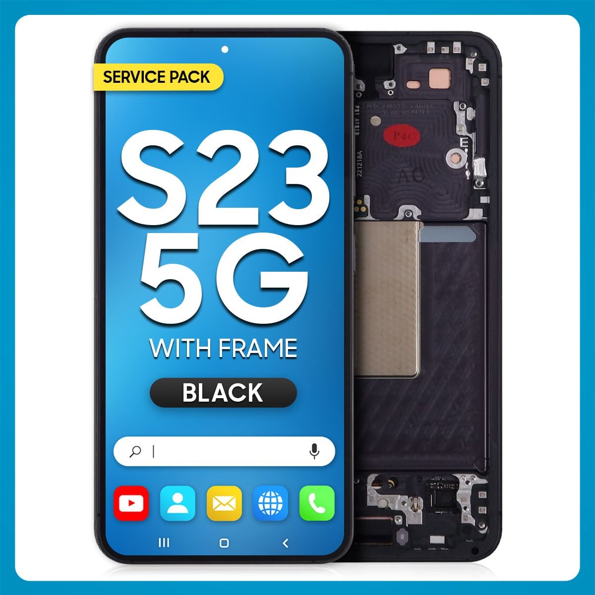 Samsung S23 5G LCD with Touch + Frame Phantom Black SERVICE PACK
