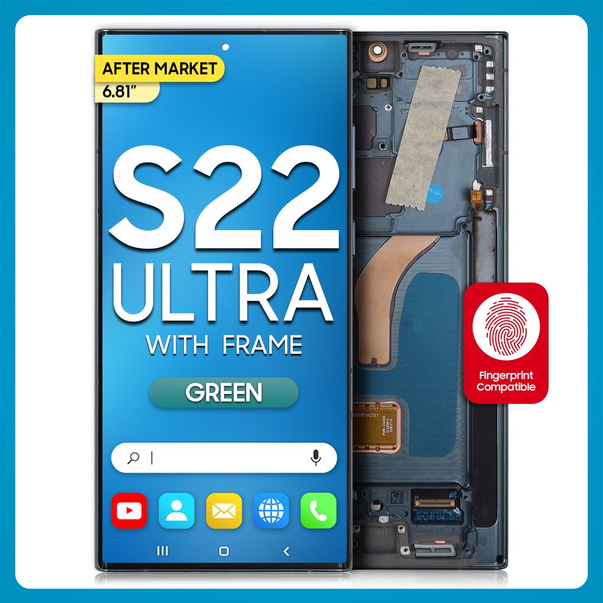 Samsung S22 Ultra 5G LCD with Touch + Frame After Market Green (BIG SIZE) 6.81'