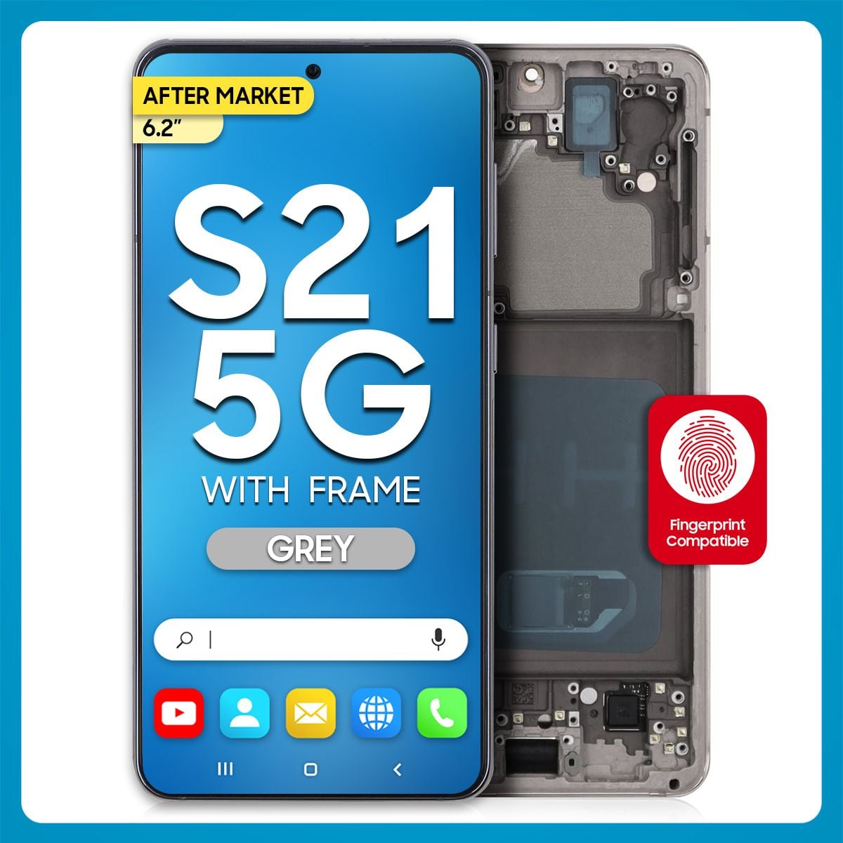 Samsung S21 5G LCD with Touch + Frame After Market Phantom Grey (BIG SIZE) 6.2'