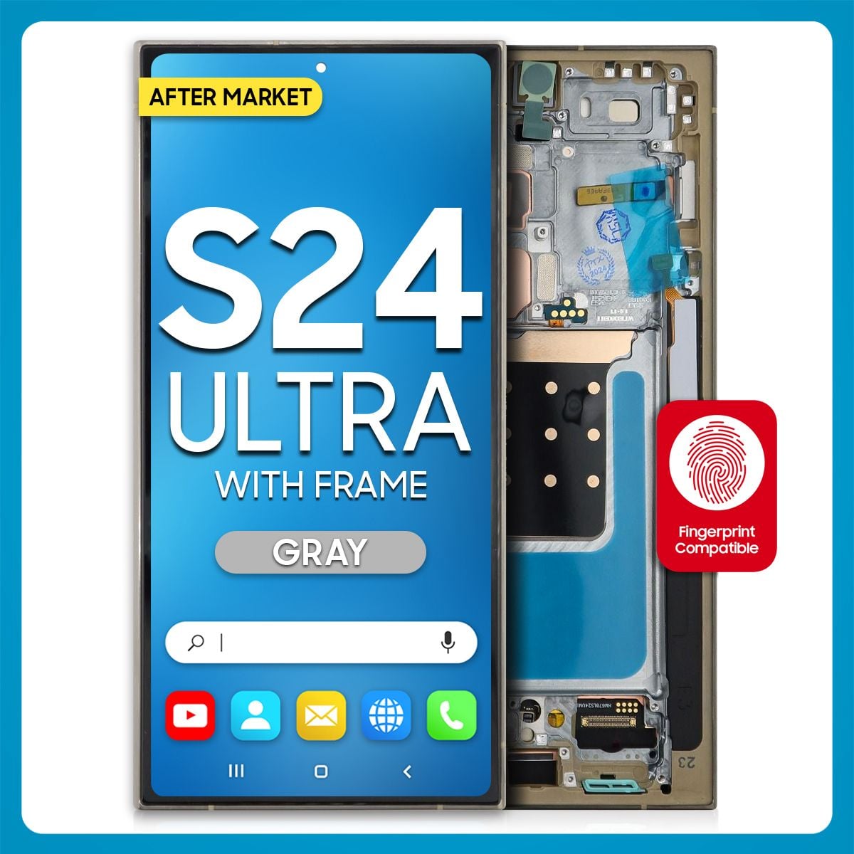 Samsung S24 Ultra LCD with Touch + Frame After Market Titanium Gray