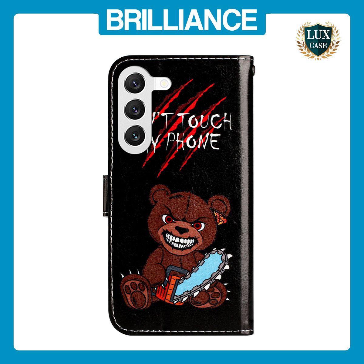 Brilliance LUX Samsung S24 Plus Flip PU Leather Wallet 3D Print Bear with Wrist Strap Case