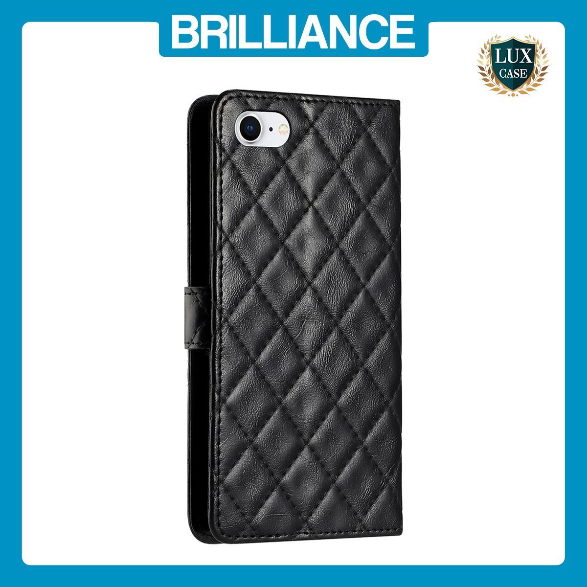 Brilliance LUX iPhone 6P/7P/8P Flip PU Leather Wallet 3D Print Rhombus Case Black