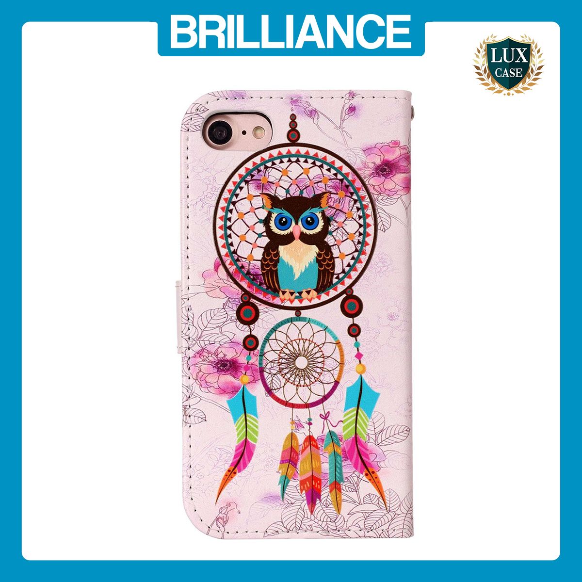 Brilliance LUX iPhone 6/7/8 Flip PU Leather Wallet 3D Print Owl design Case