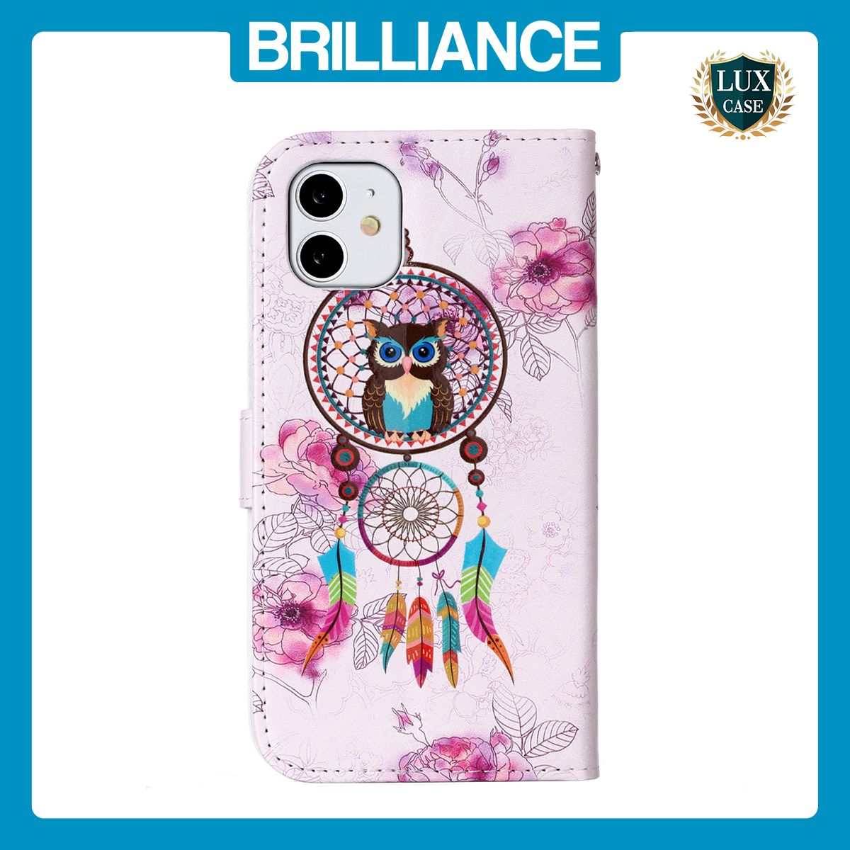 Brilliance LUX iPhone 11 Flip PU Leather Wallet 3D Print Owl design Case