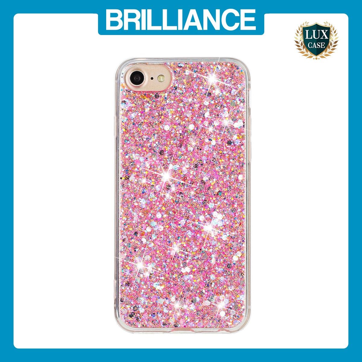 Brilliance LUX iPhone 6/7/8 Big Hole TPU Star Glitter Crystal Clear Case Pink