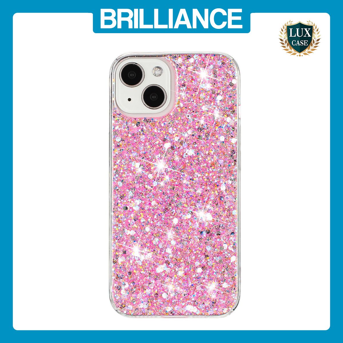 Brilliance LUX iPhone 13 Big Hole TPU Star Glitter Crystal Clear Case Pink
