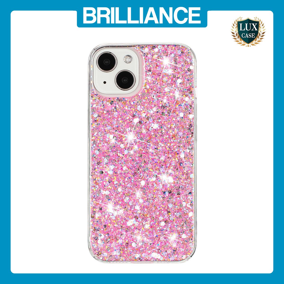 Brilliance LUX iPhone 14 Big Hole TPU Star Glitter Crystal Clear Case Pink