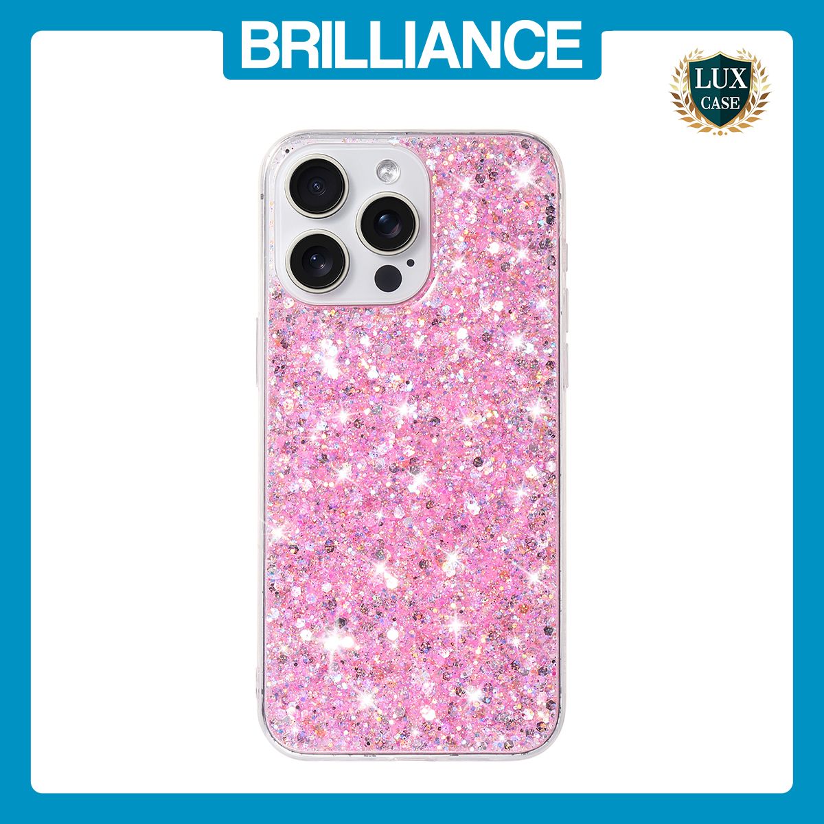 Brilliance LUX iPhone 14 Pro Max Big Hole TPU Star Glitter Crystal Clear Case Pink