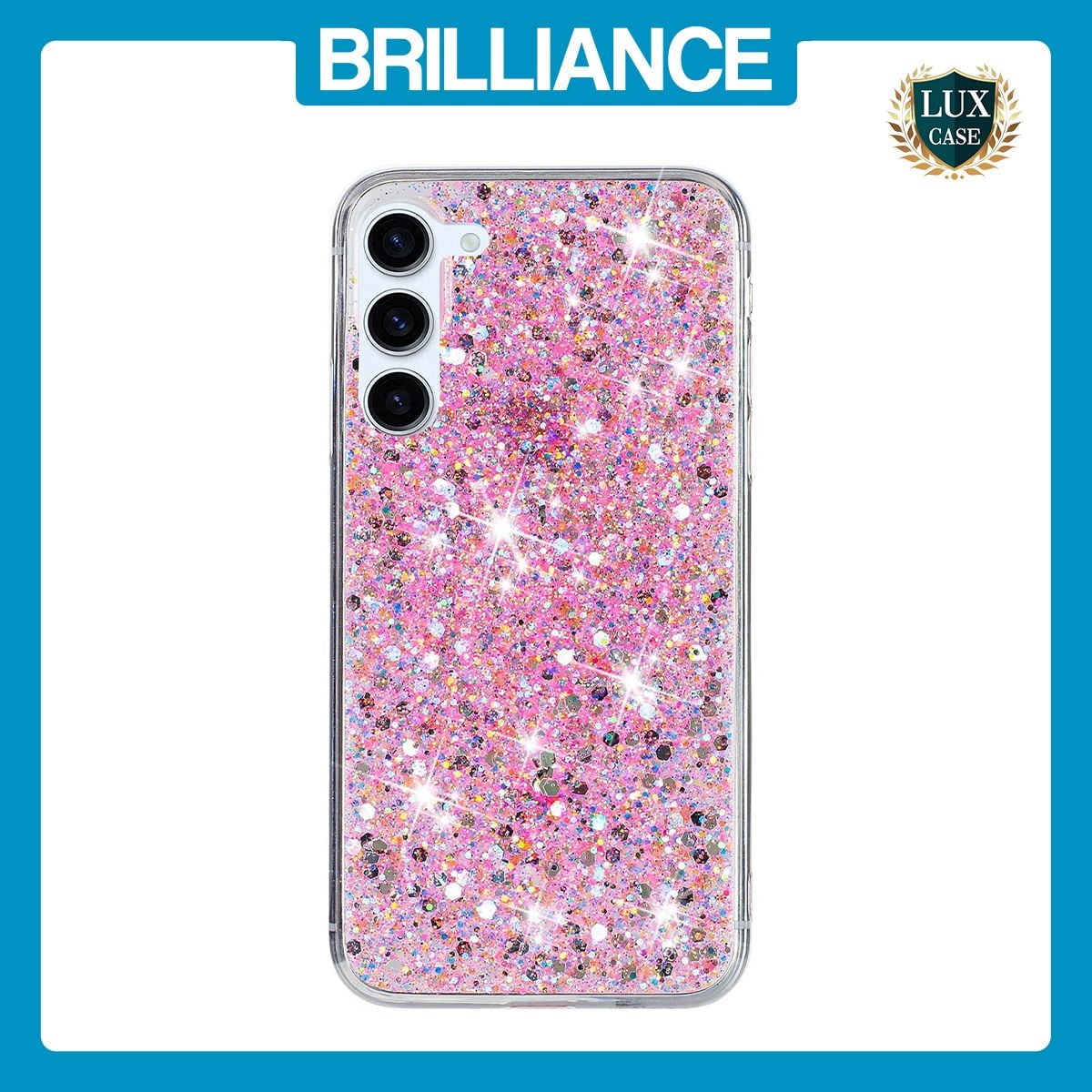 Brilliance LUX Samsung S23 Plus Big Hole TPU Star Glitter Crystal Clear Case Pink
