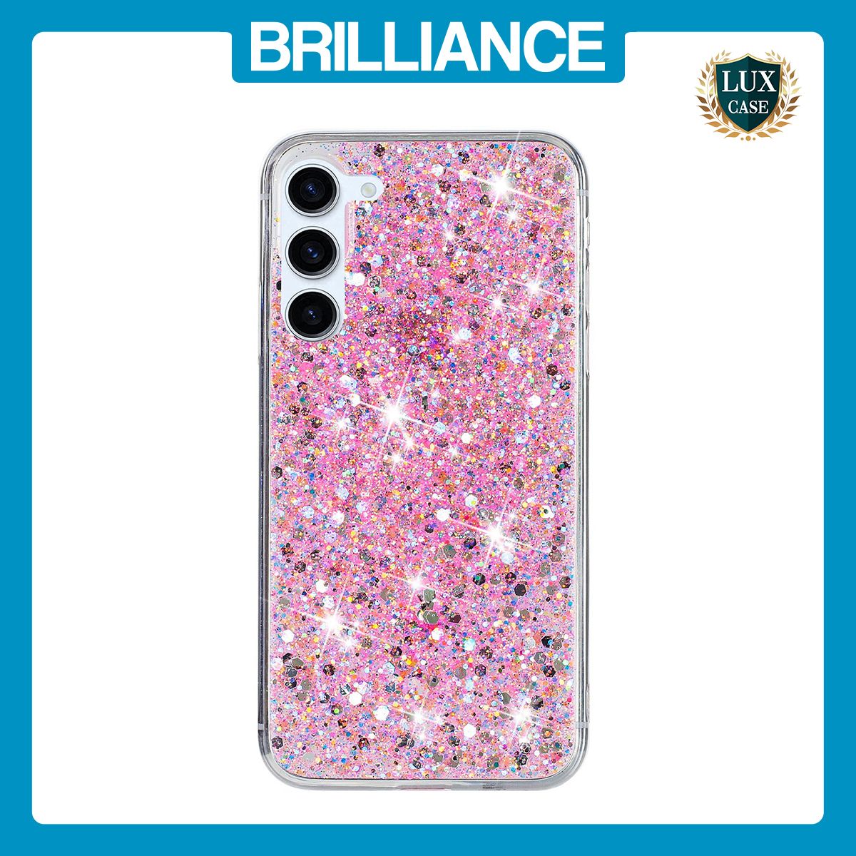 Brilliance LUX Samsung S24 Big Hole TPU Star Glitter Crystal Clear Case Pink