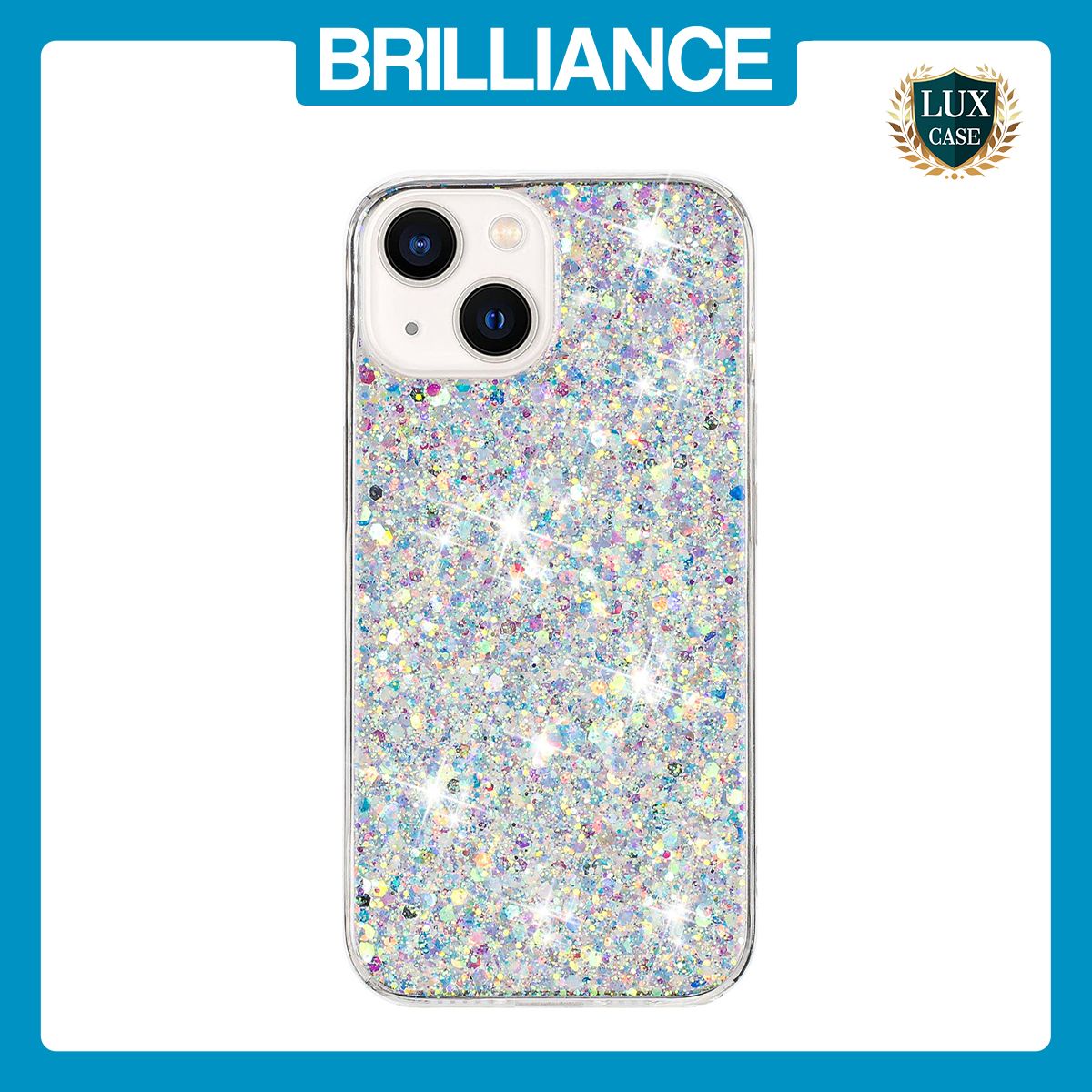 Brilliance LUX iPhone 13 Big Hole TPU Star Glitter Crystal Clear Case White