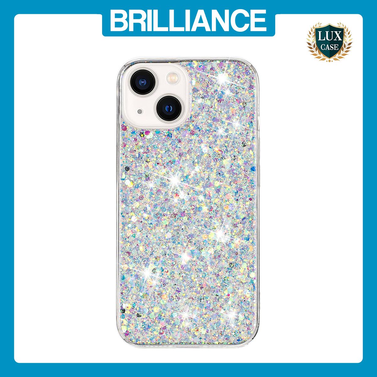 Brilliance LUX iPhone 14 Big Hole TPU Star Glitter Crystal Clear Case White