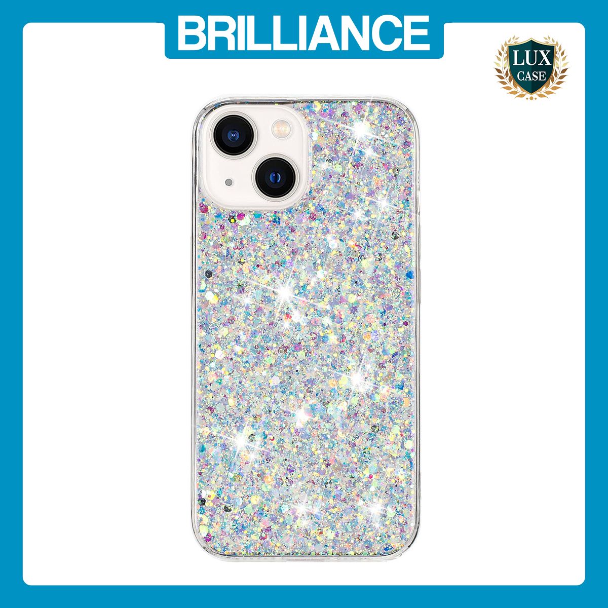 Brilliance LUX iPhone 15 Plus Big Hole TPU Star Glitter Crystal Clear Case White