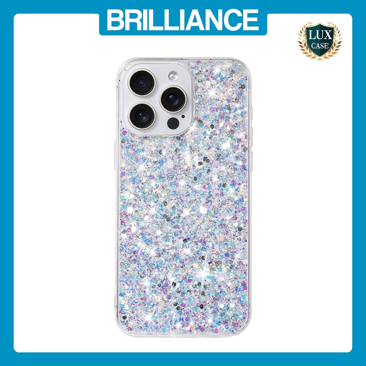 Brilliance LUX iPhone 15 Pro Big Hole TPU Star Glitter Crystal Clear Case White