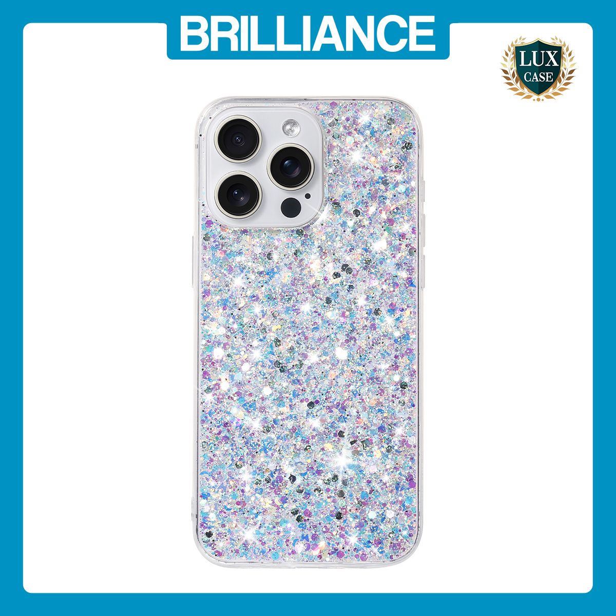 Brilliance LUX iPhone 15 Pro Max Big Hole TPU Star Glitter Crystal Clear Case White