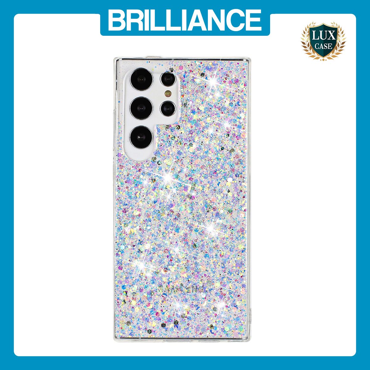 Brilliance LUX Samsung S24 Ultra Big Hole TPU Star Glitter Crystal Clear Case White