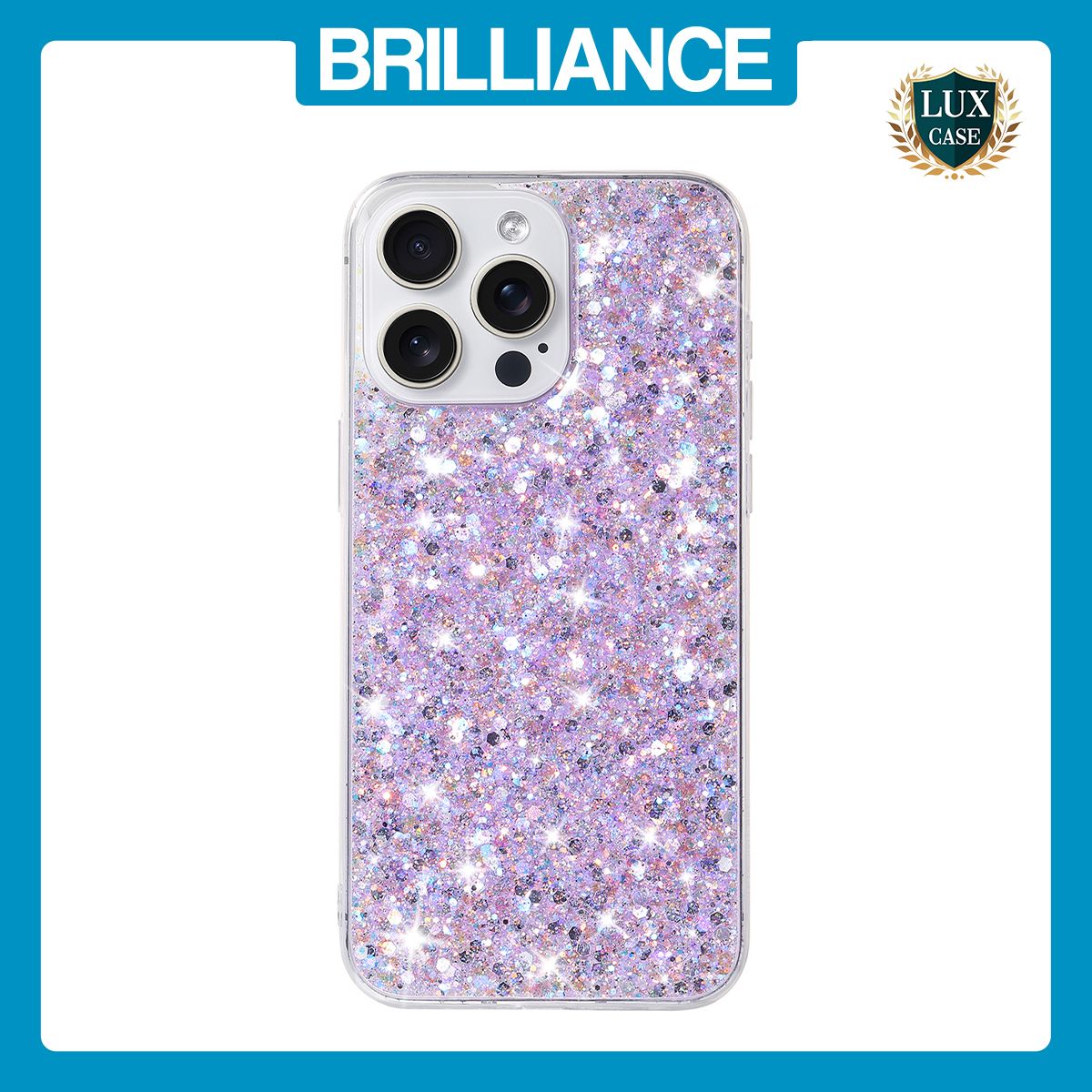 Brilliance LUX iPhone 15 Pro Max Big Hole TPU Star Glitter Crystal Clear Case Purple