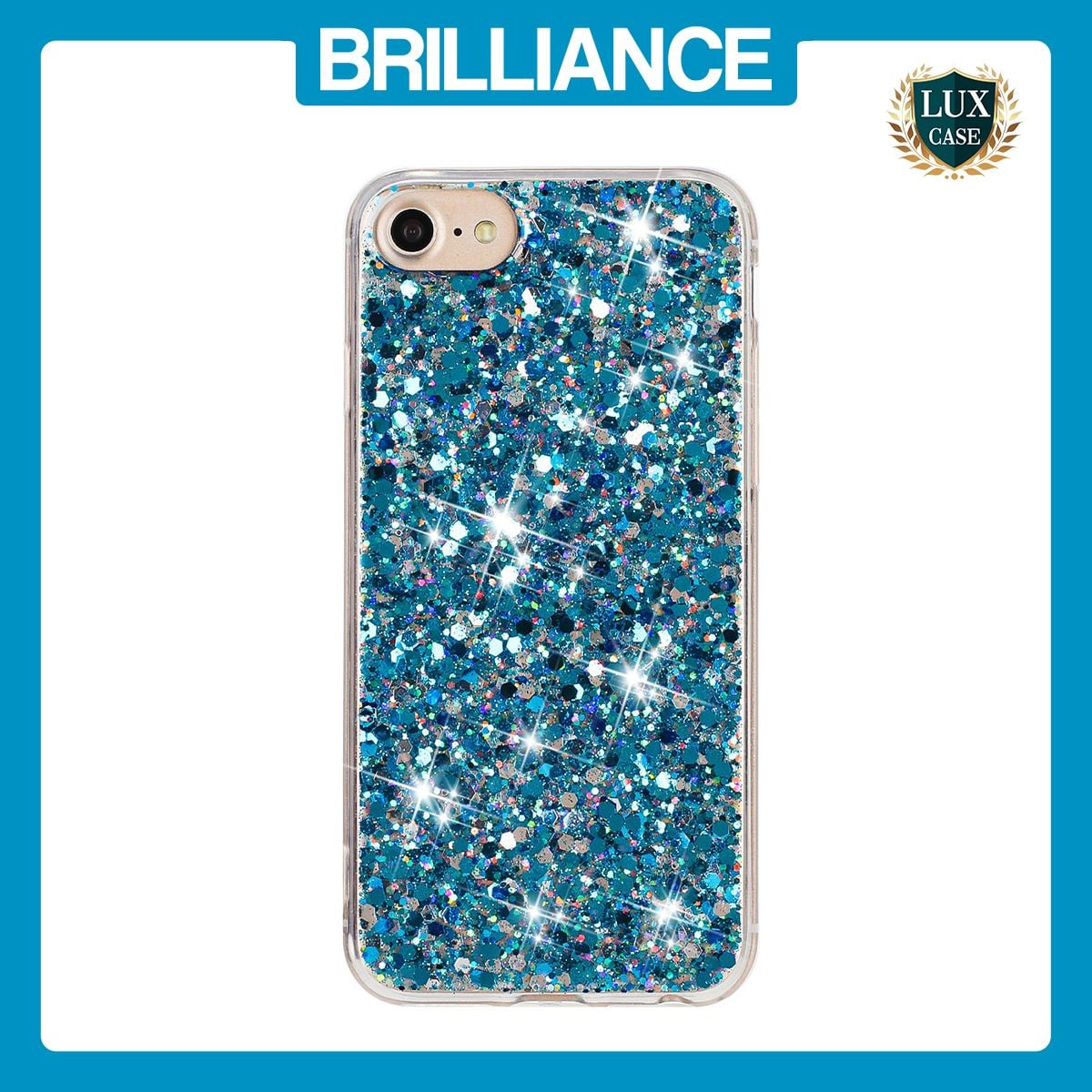 Brilliance LUX iPhone 6/7/8 Big Hole TPU Star Glitter Crystal Clear Case Blue