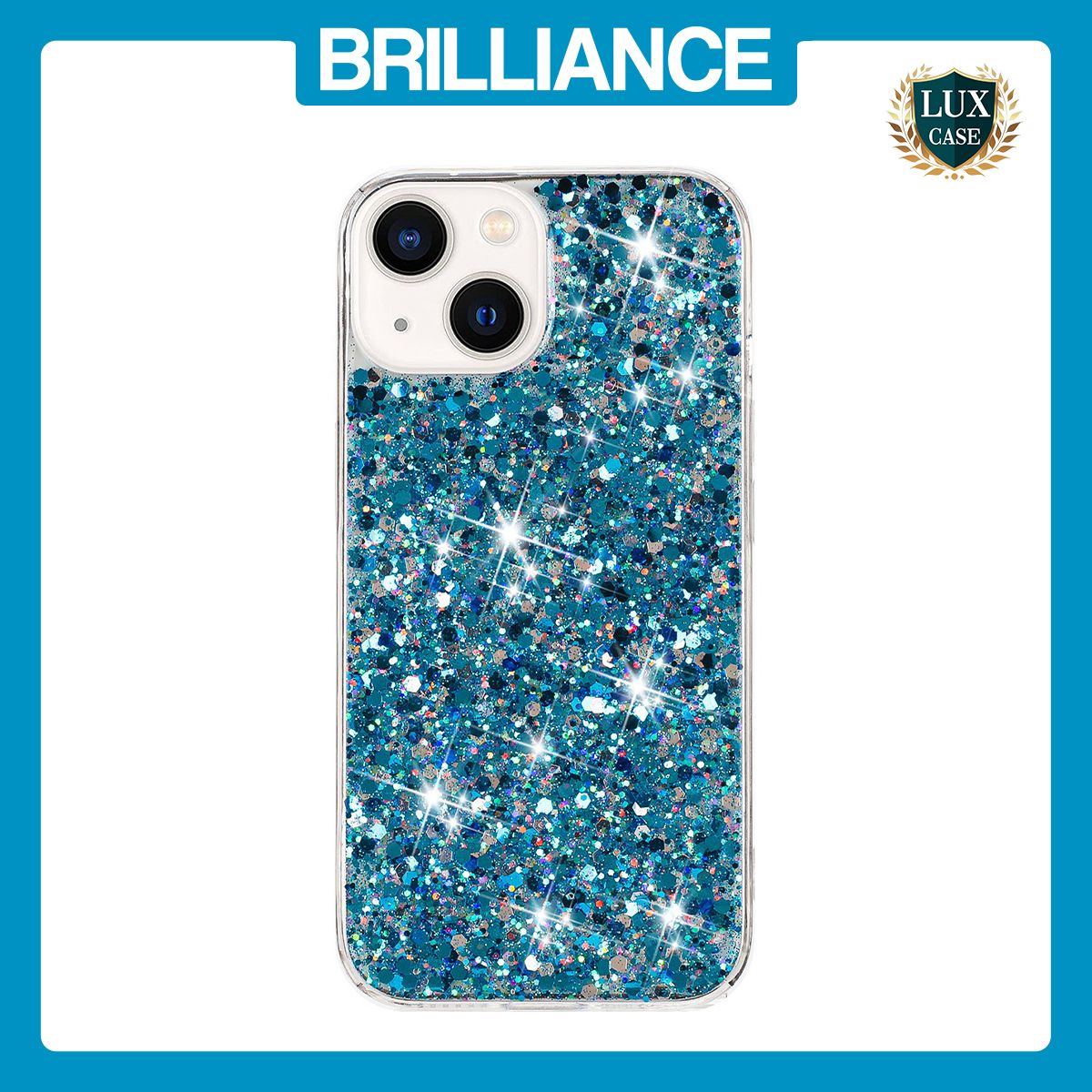 Brilliance LUX iPhone 15 Plus Big Hole TPU Star Glitter Crystal Clear Case Blue