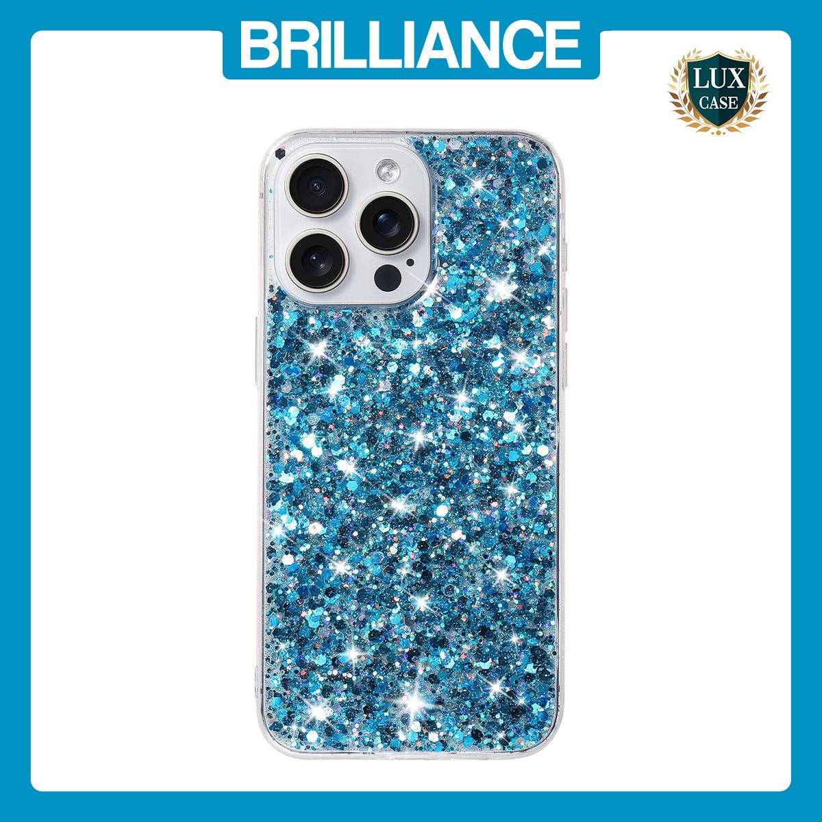 Brilliance LUX iPhone 15 Pro Max Big Hole TPU Star Glitter Crystal Clear Case Blue
