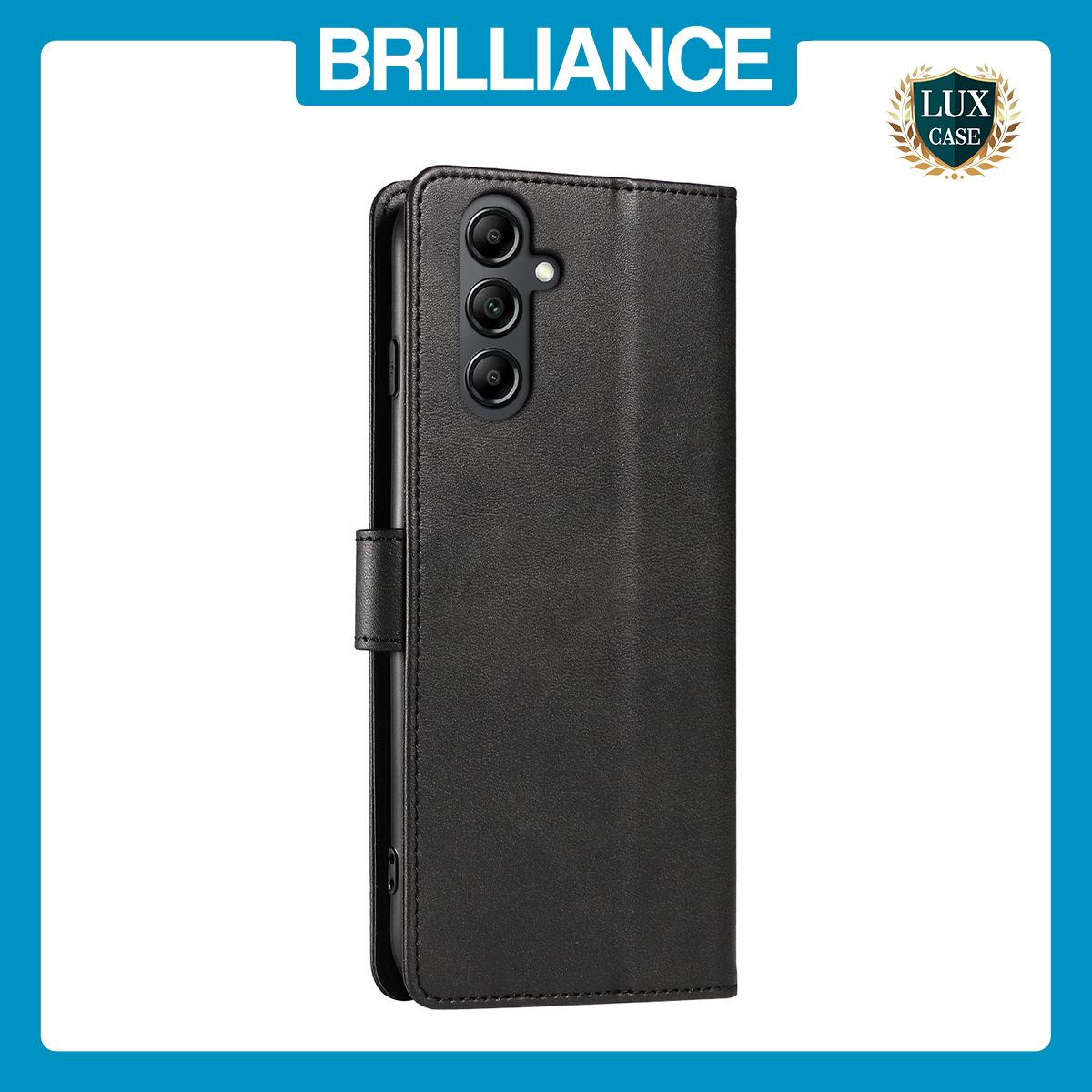 Brilliance LUX Samsung A34 5G Book Flip Soft PU Leather Wallet with Card Pockets Case Black