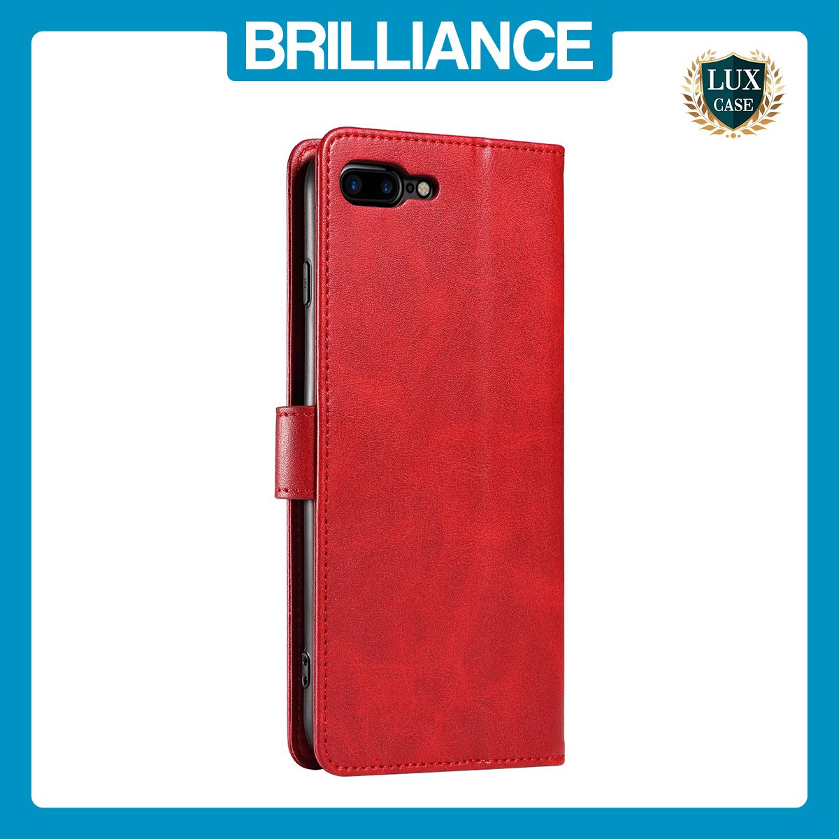 Brilliance LUX iPhone 6P/7P/8P Book Flip Soft PU Leather Wallet with Card Pockets Case Red