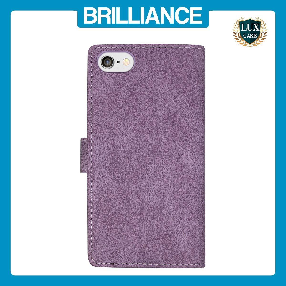 Brilliance LUX iPhone 6/7/8 Flip Premium PU Leather Wallet Business Style with Card Pockets Case Purple