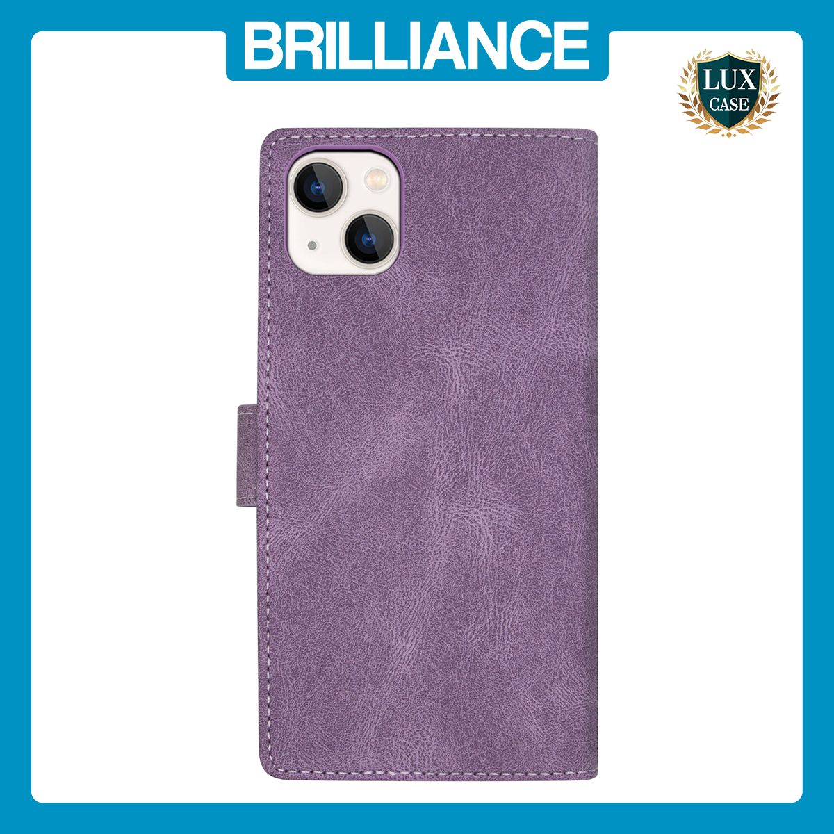 Brilliance LUX iPhone 13 Flip Premium PU Leather Wallet Business Style with Card Pockets Case Purple