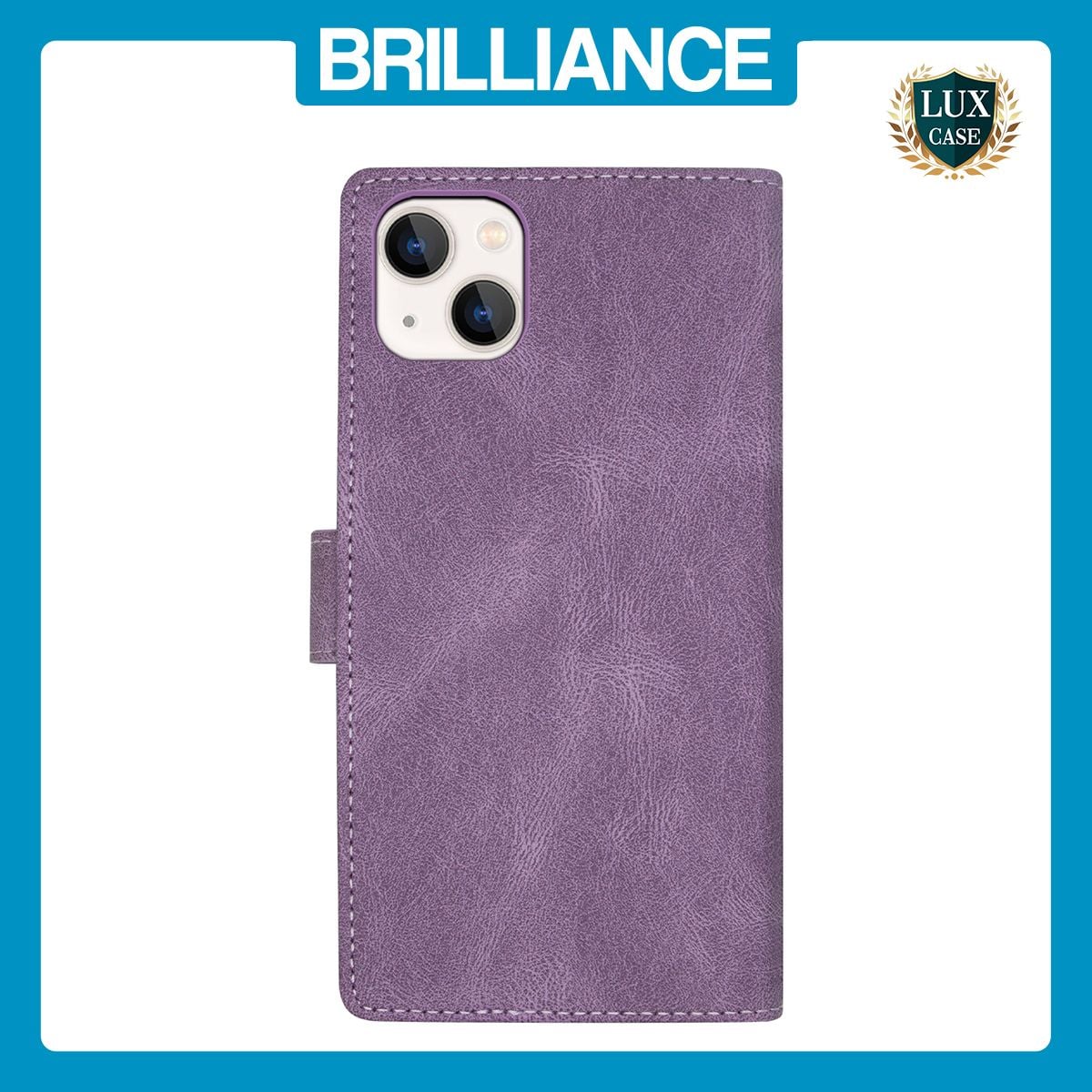 Brilliance LUX iPhone 14 Flip Premium PU Leather Wallet Business Style with Card Pockets Case Purple