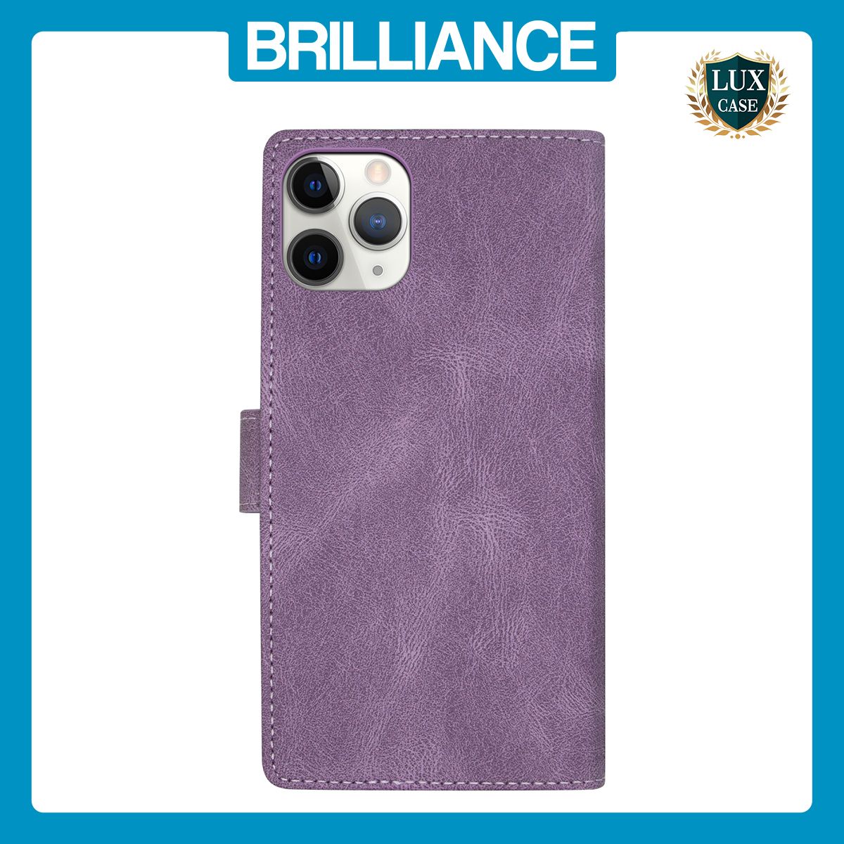 Brilliance LUX iPhone 14 Pro Max Flip Premium PU Leather Wallet Business Style with Card Pockets Case Purple