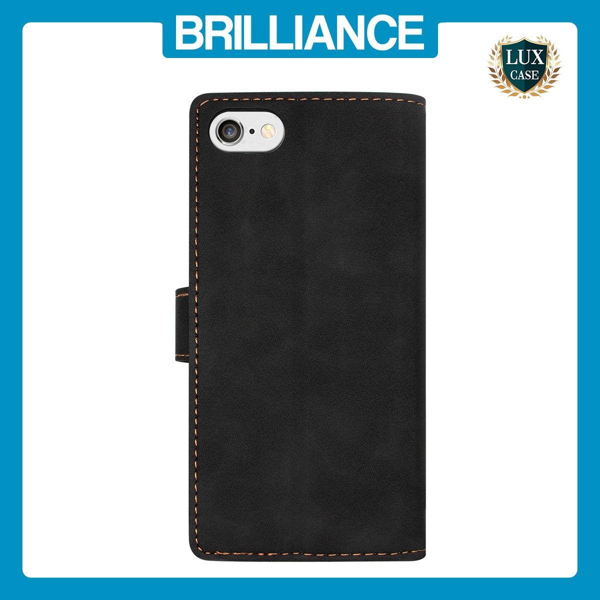 Brilliance LUX iPhone 6/7/8 Flip Premium PU Leather Wallet Business Style with Card Pockets Case Black