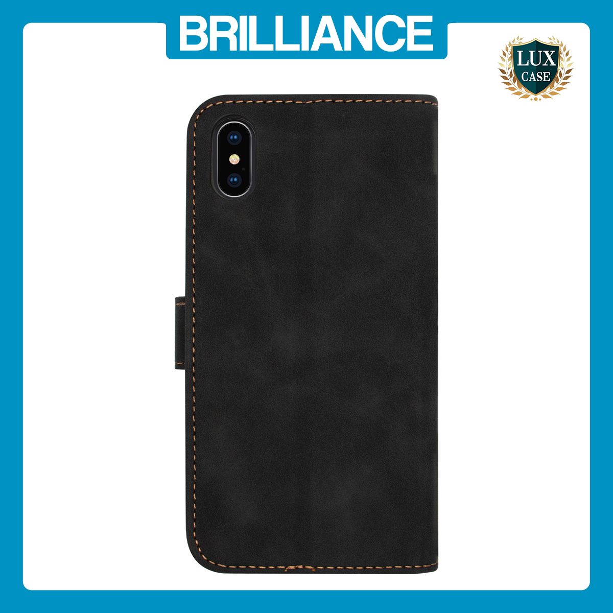 Brilliance LUX iPhone XS Max Flip Premium PU Leather Wallet Business Style with Card Pockets Case Black