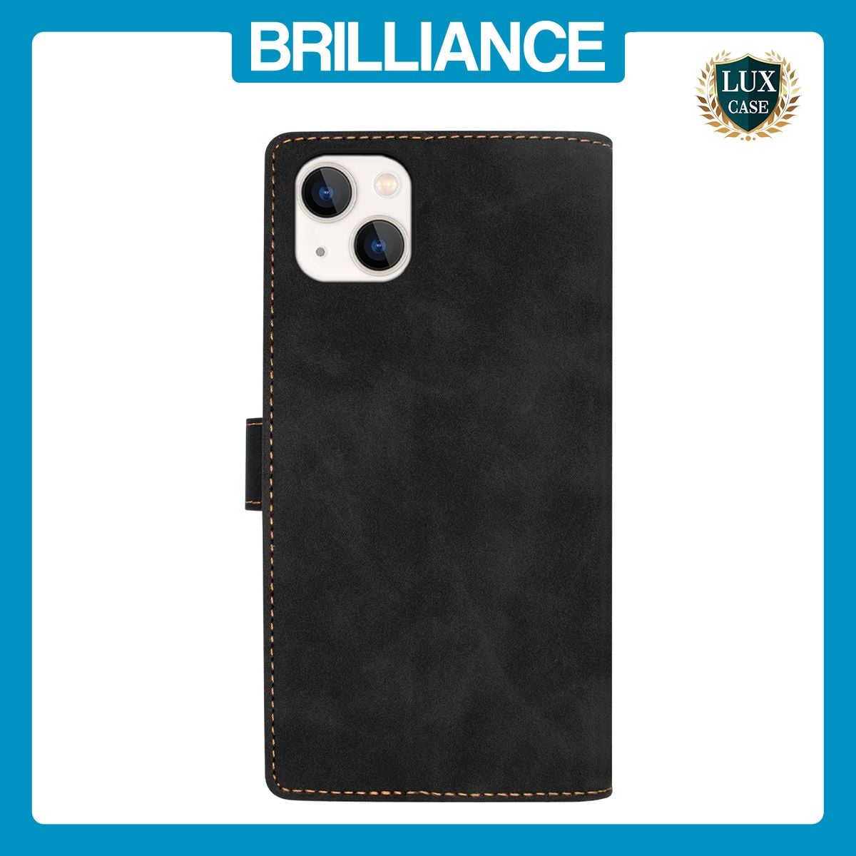 Brilliance LUX iPhone 13 Flip Premium PU Leather Wallet Business Style with Card Pockets Case Black