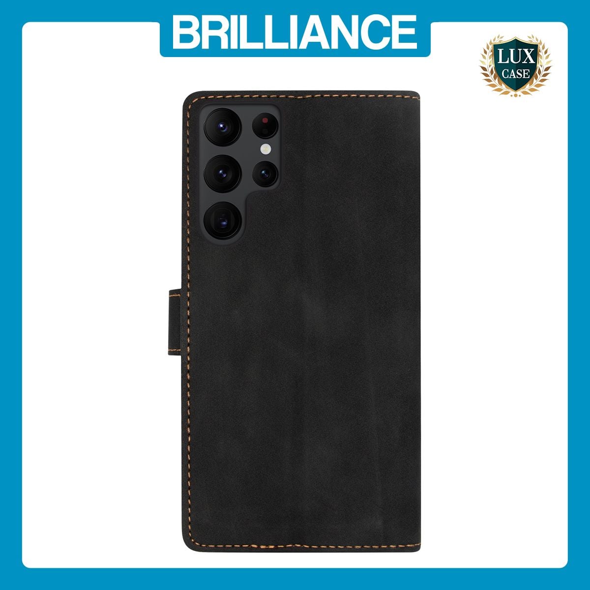 Brilliance LUX Samsung S23 Ultra Flip Premium PU Leather Wallet Business Style with Card Pockets Case Black