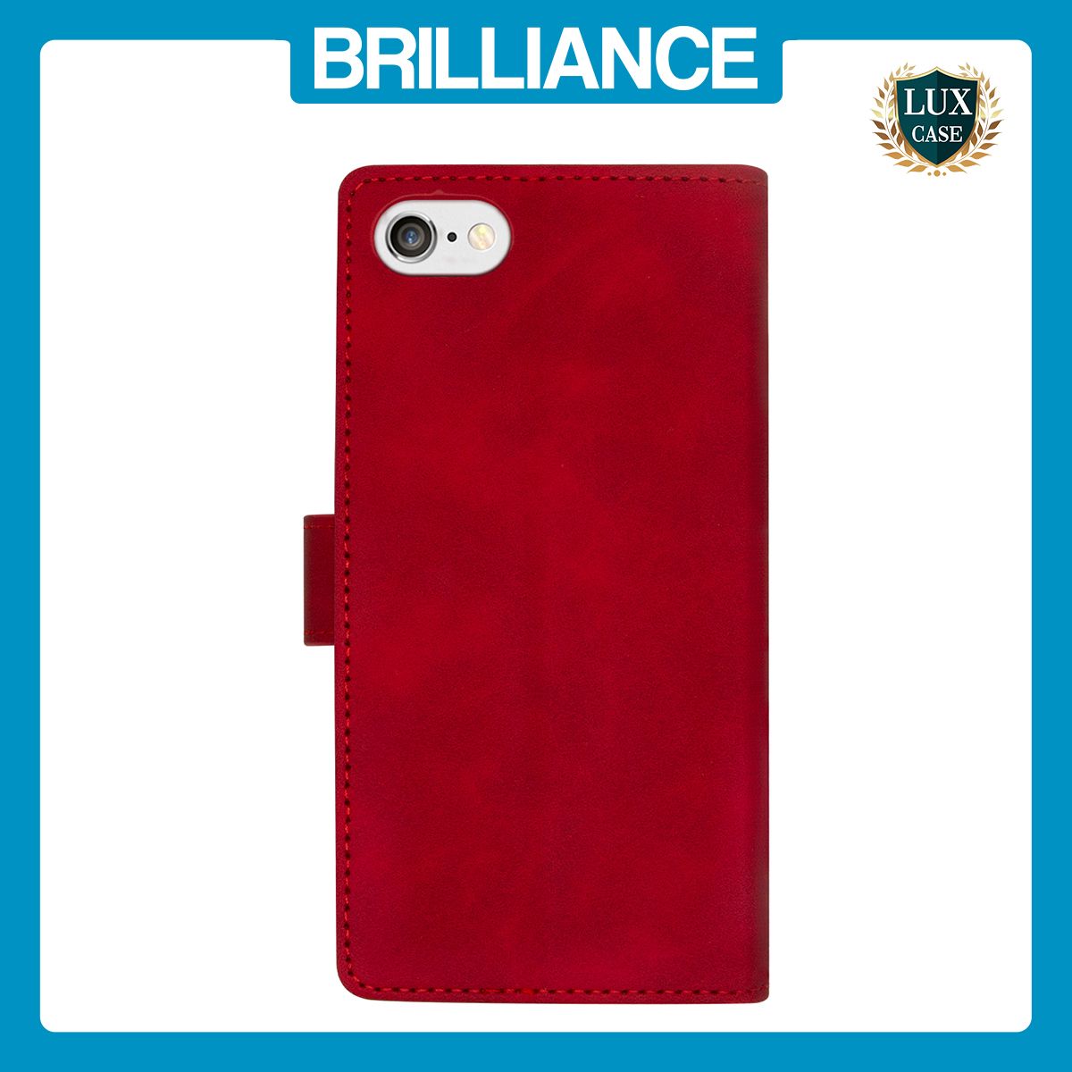 Brilliance LUX iPhone 6/7/8 Flip Premium PU Leather Wallet Business Style with Card Pockets Case Red