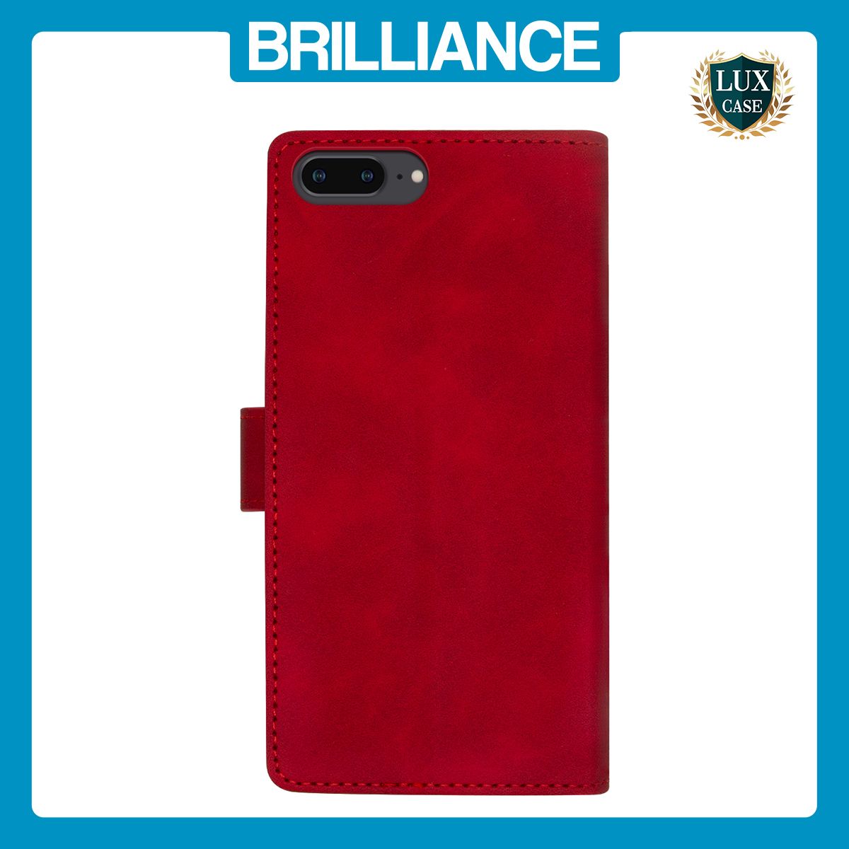Brilliance LUX iPhone 6P/7P/8P Flip Premium PU Leather Wallet Business Style with Card Pockets Case Red