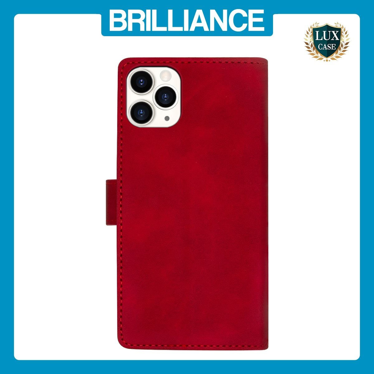 Brilliance LUX iPhone 13 Pro Max Flip Premium PU Leather Wallet Business Style with Card Pockets Case Red