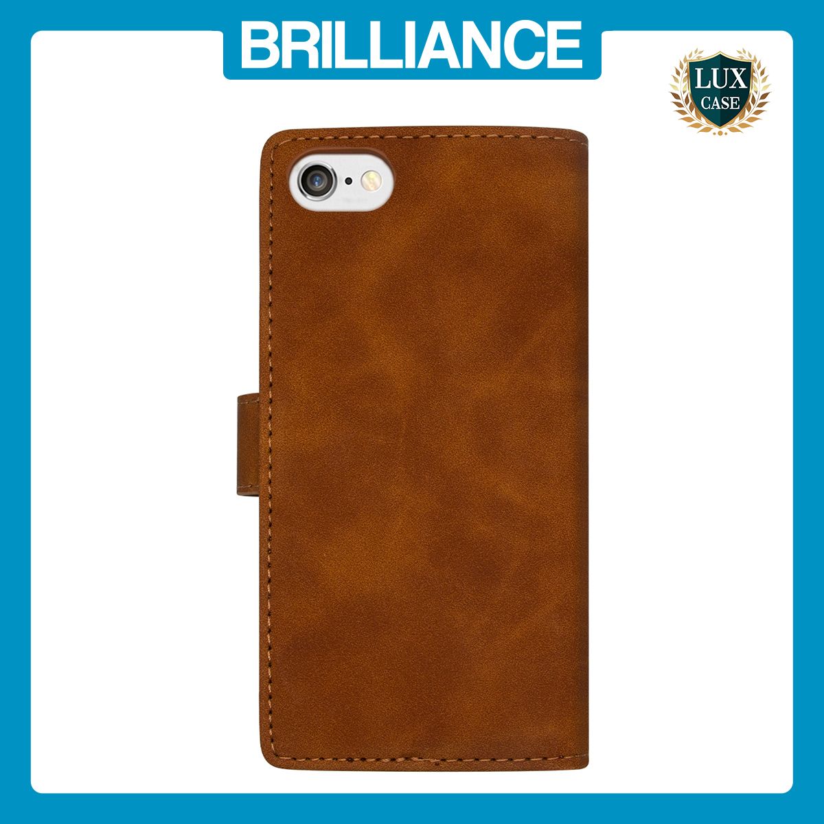 Brilliance LUX iPhone 6/7/8 Flip Premium PU Leather Wallet Business Style with Card Pockets Case Brown
