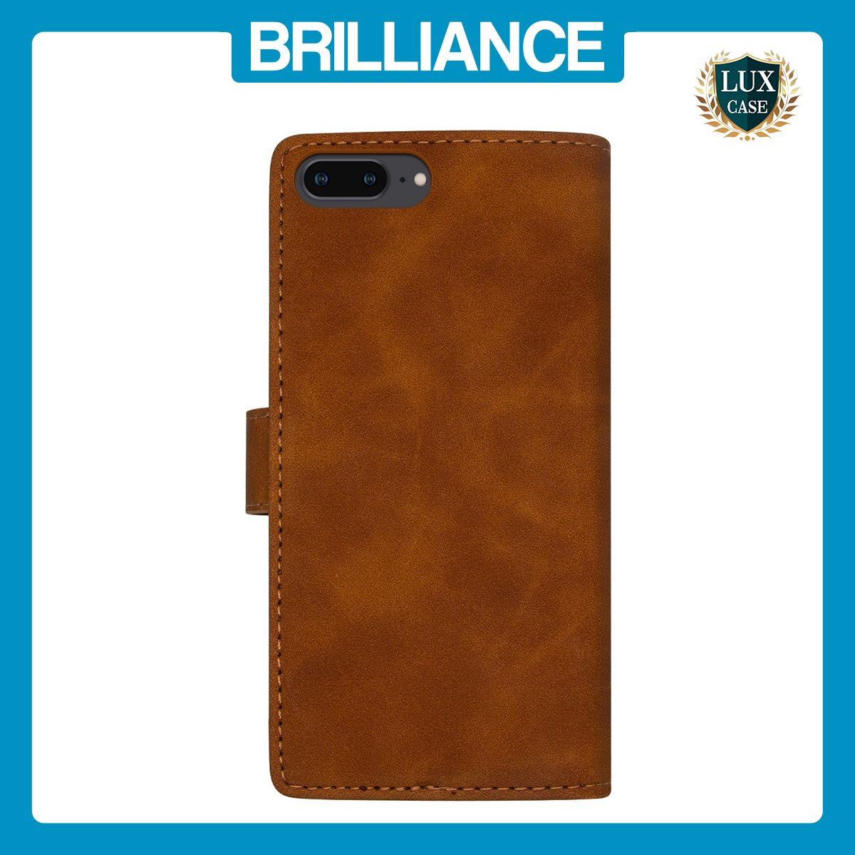 Brilliance LUX iPhone 6P/7P/8P Flip Premium PU Leather Wallet Business Style with Card Pockets Case Brown