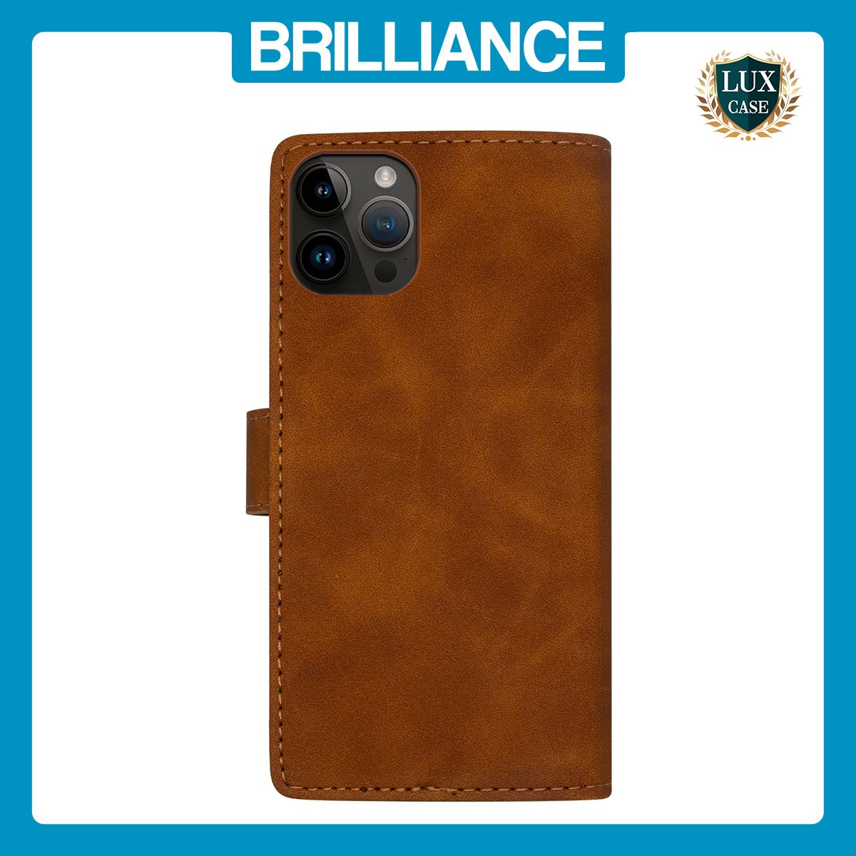 Brilliance LUX iPhone 12 Pro Max Flip Premium PU Leather Wallet Business Style with Card Pockets Case Brown