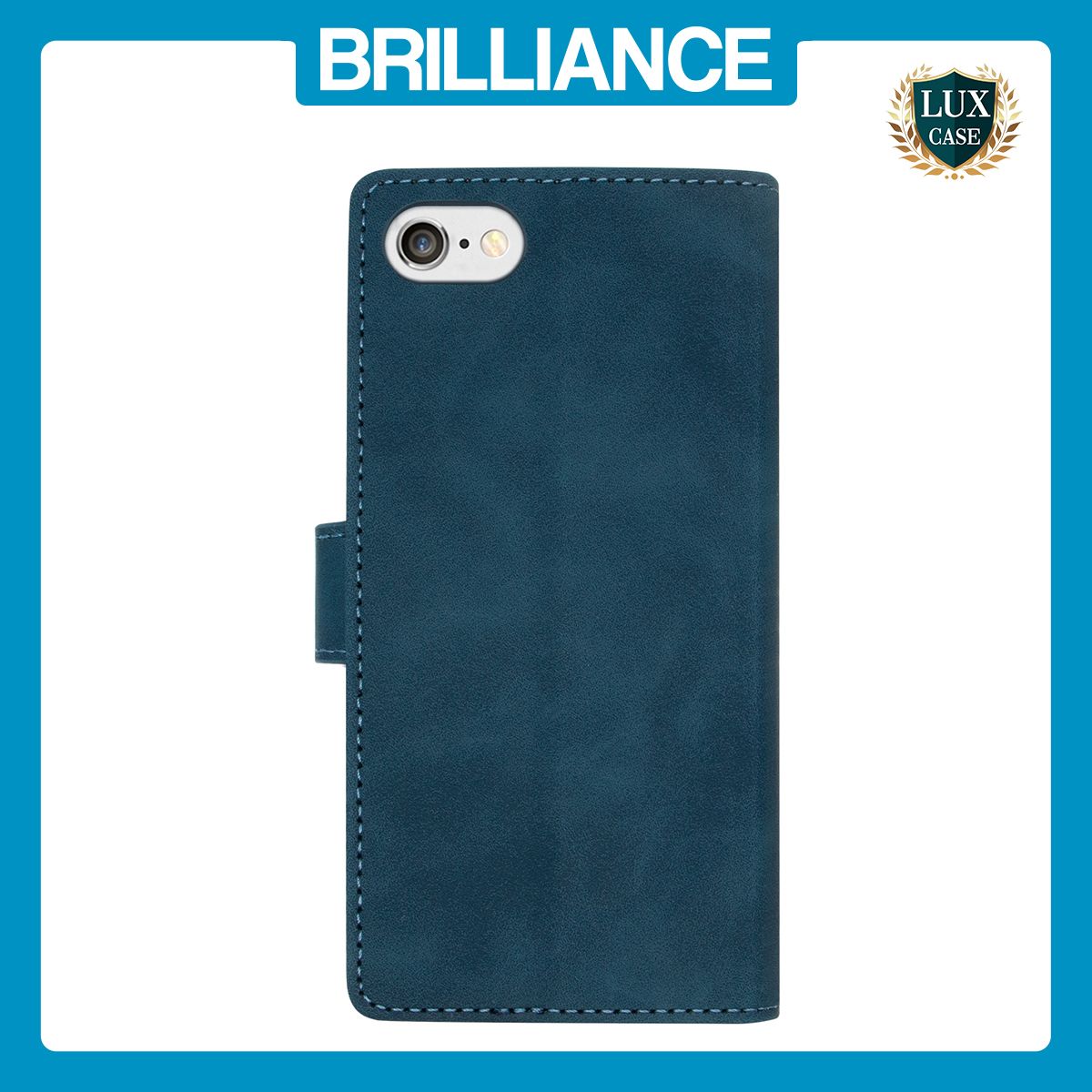 Brilliance LUX iPhone 6/7/8 Flip Premium PU Leather Wallet Business Style with Card Pockets Case Blue