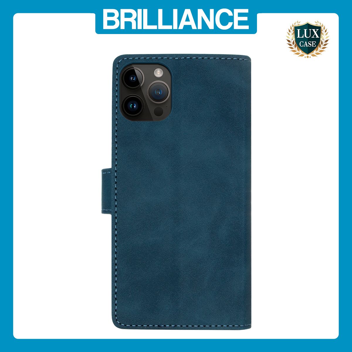 Brilliance LUX iPhone 12 Pro Max Flip Premium PU Leather Wallet Business Style with Card Pockets Case Blue